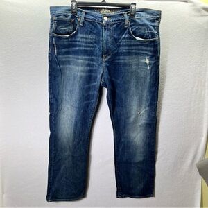 American Eagle Original Straight Leg Jeans Mens 38/30 Blue Denim Distressed 2700